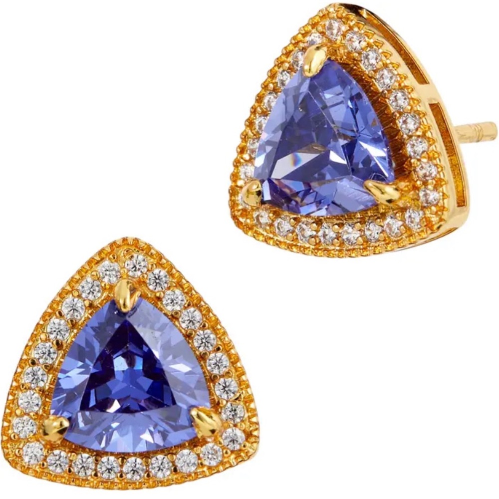 Savvy Cie NWT Tanzanite ✨ Sparkling Earrings 18K Gold Plated / Sterling Silver
